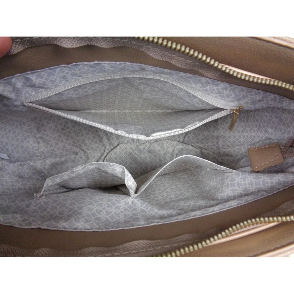 Daisy Fuentes Satchel Crossbody‎ Bag Tan Faux Leather Gold Hardware